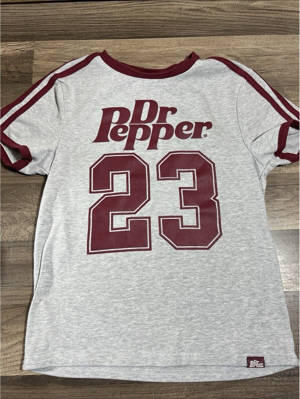 Dr Pepper Shirt Women's Medium Gray Crew Neck Short Sleeve Graphic Pullover